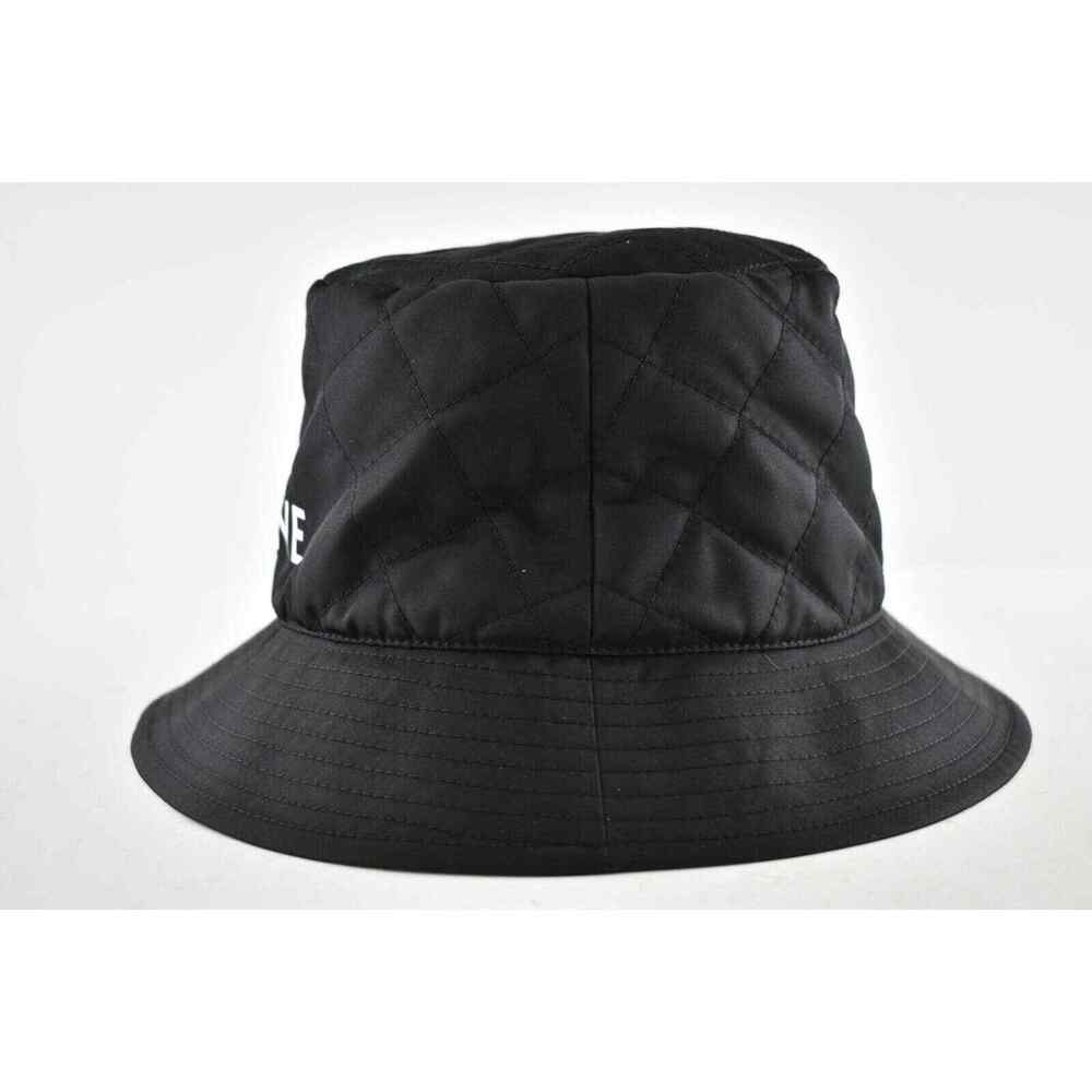 Celine Paris Black Quilted White Logo Nylon Twill Orange Sun Bucket Hat XS - Picture 9 of 12